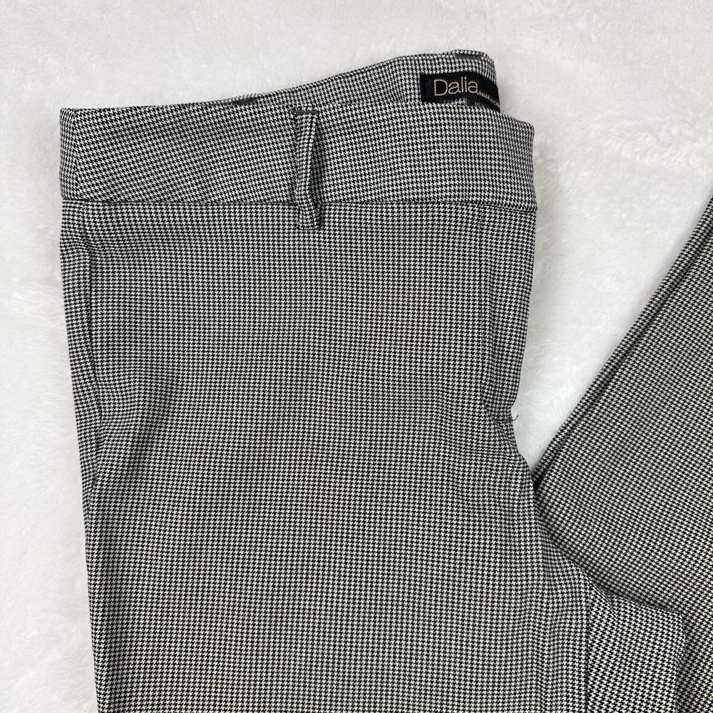 Dalia Womens Stretch Ankle Pants Herringbone Black White Crop Pants Slim Fit 8